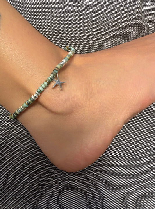 צמיד רגל כוכב ים- כסף 925