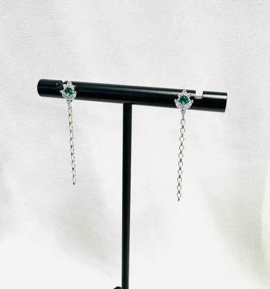 עגילי שירה ( שיבוץ ירוק) כסף 925