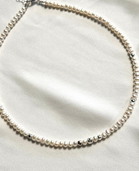 שרשרת פנינים כמי- כסף 925