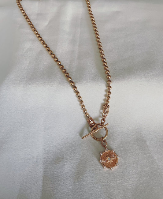 שרשרת דיסקית כוכב- rose gold