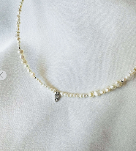 שרשרת פנינים טיפה- כסף 925