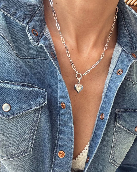 שרשרת לב לולאות- כסף 925