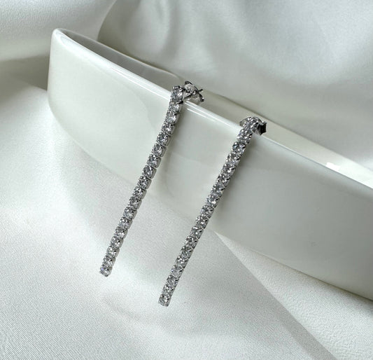 עגילי glam - שורה אחת כסף 925