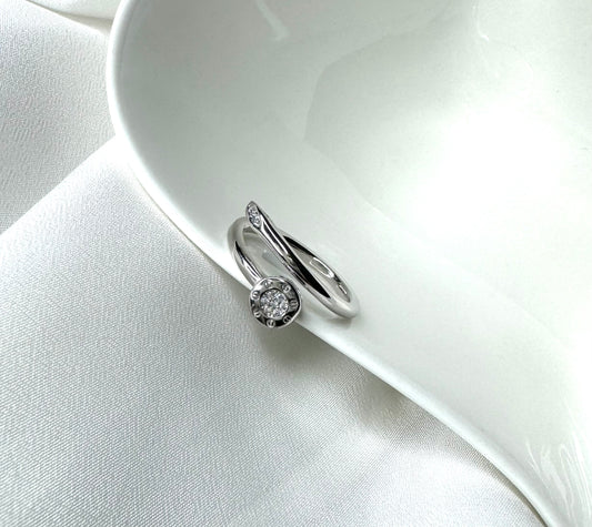 טבעת סנייק שיבוץ שקוף כסף 925