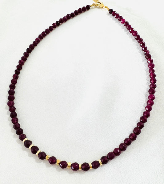 שרשרת פוסיל בורדו- זהב