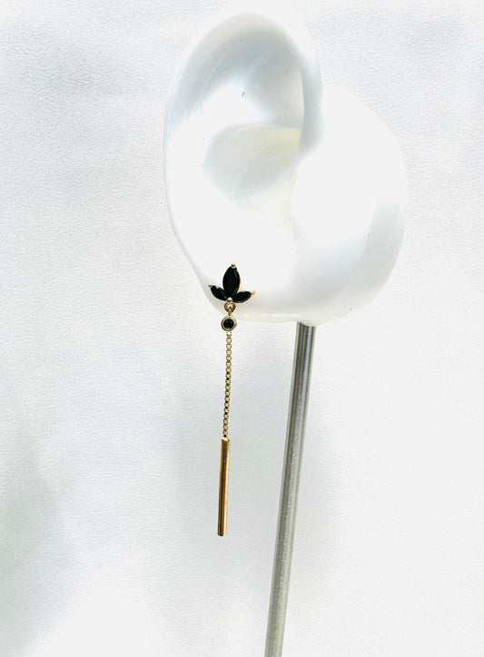 עגילי פלאו ( זירקון שחור)- זהב 2 מיקרון