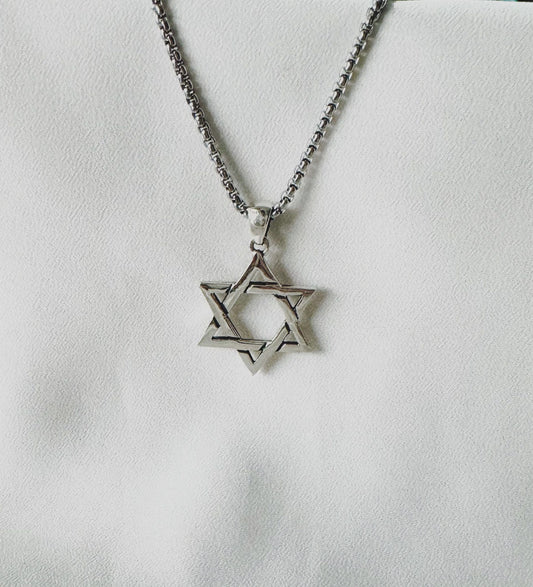 שרשרת מגן דוד לגבר - כסף