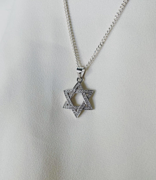 שרשרת מגן דוד דגלי - כסף 925