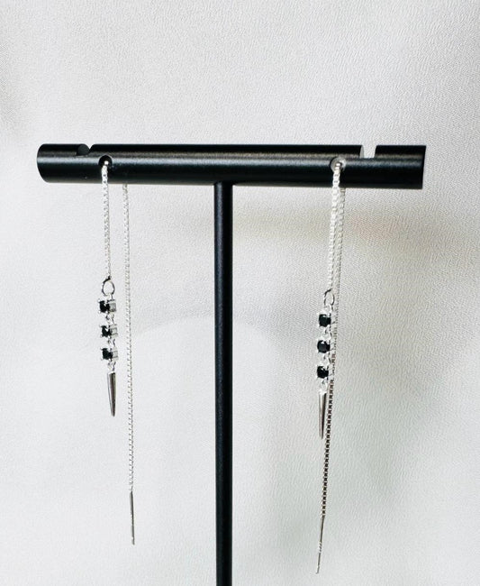 עגילי טראו ( זירקון שחור)- כסף 925