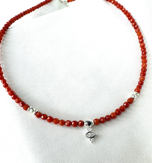 שרשרת קורל- כסף 925