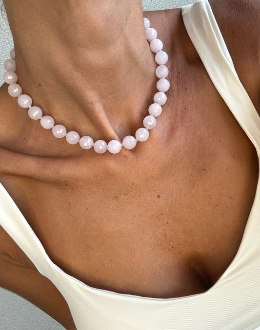 שרשרת רוז קוורץ פסט 10 מ״מ