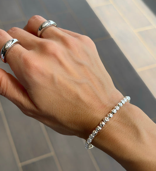 צמיד כדורים מרוקעים 5 מ"מ- כסף 925