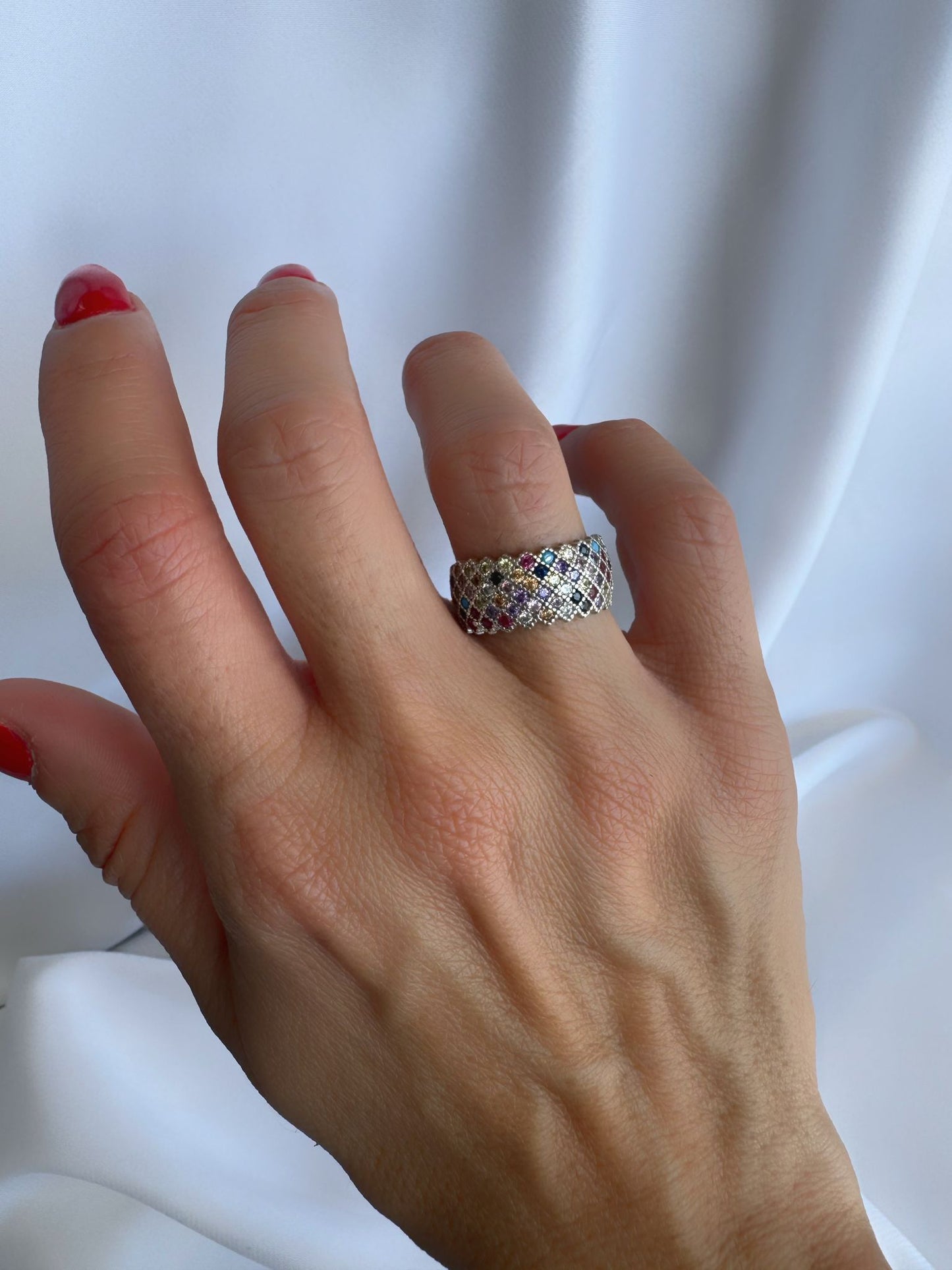 טבעת קשת רחבה- כסף 925