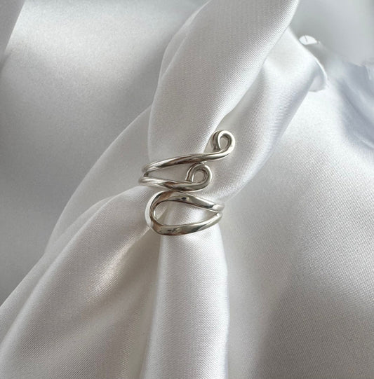 טבעת גלים- כסף 925