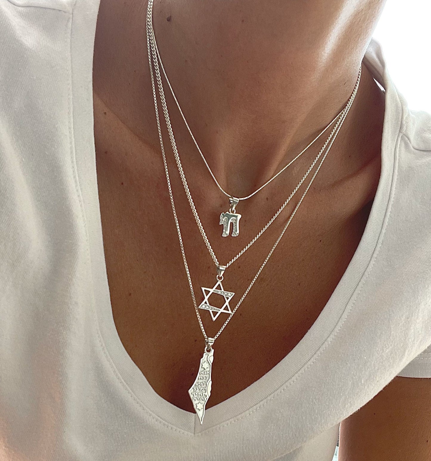שרשרת דגל ישראל דיגלי- כסף 925