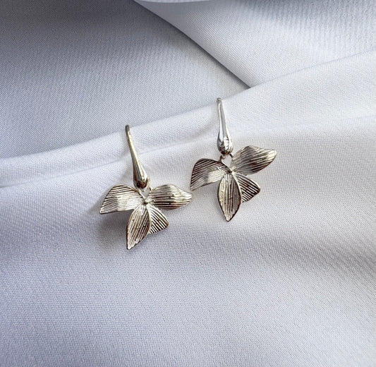 עגילי פרח גדול - כסף 925