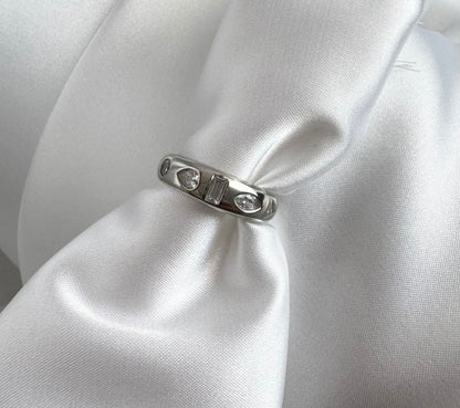 טבעת תורי שיבוץ שקוף- כסף 925